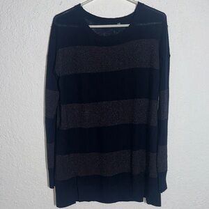 Sparkling Black and Gray Striped Sweater very soft